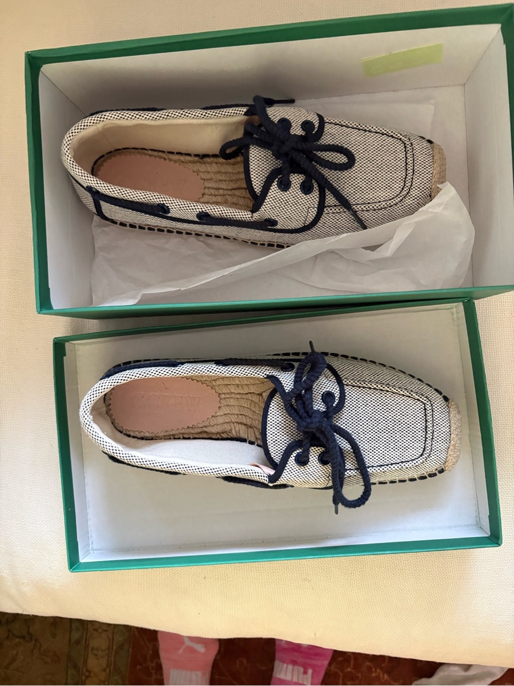 J. Crew Navy and White Espadrille Loafers